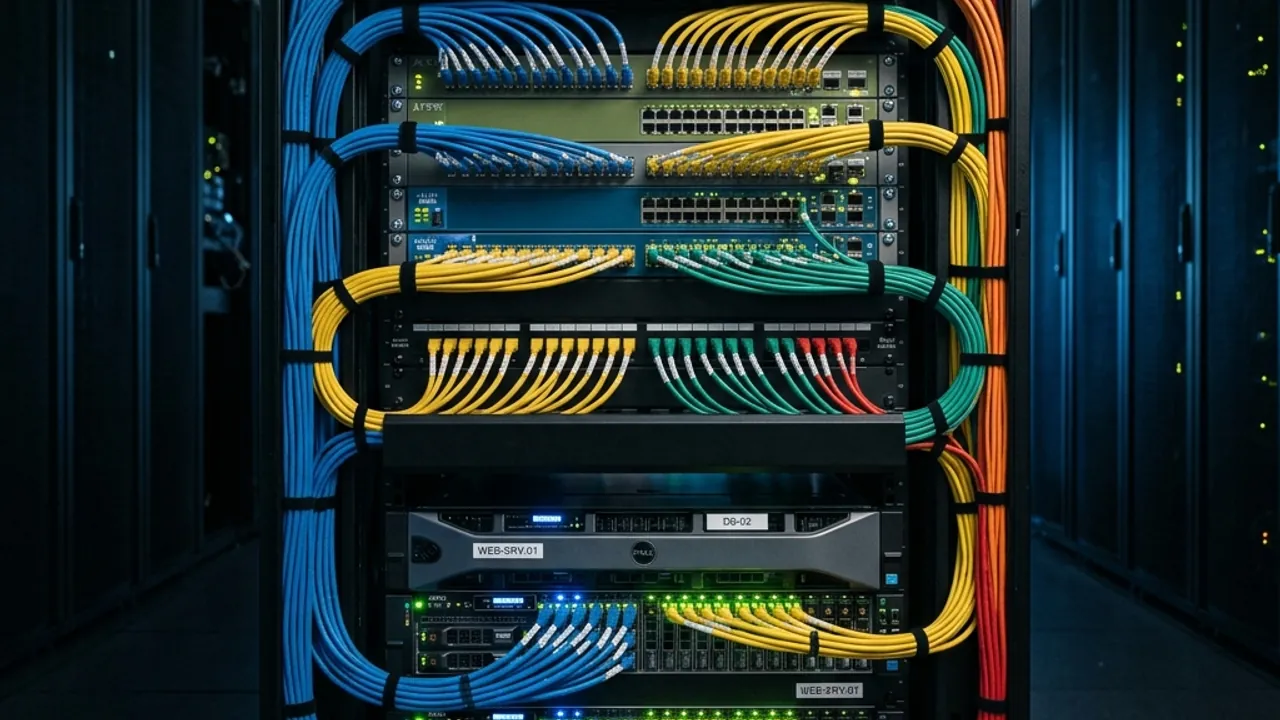 Network rack after professional ZDG IT installation