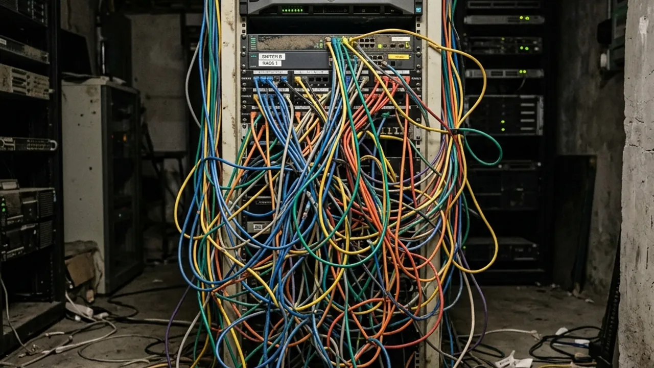 Network rack before structured cable management