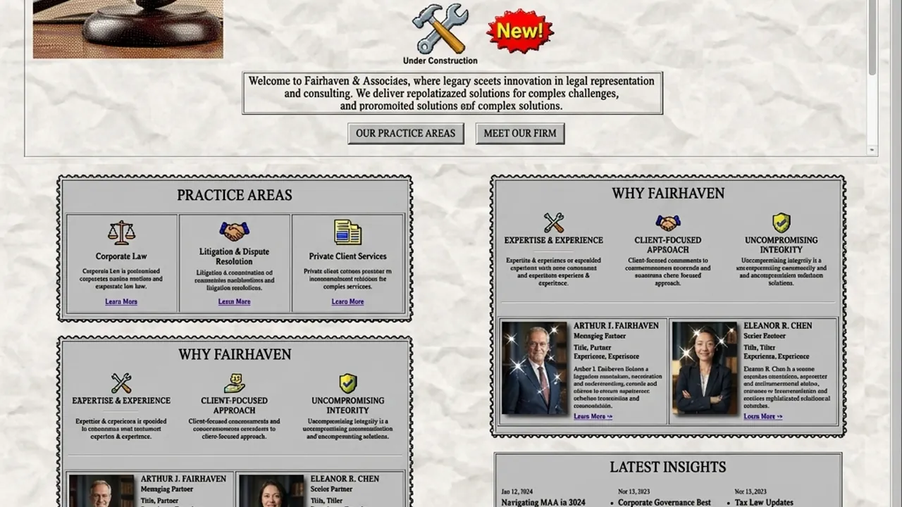 Outdated website layout before redesign